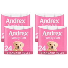 Andrex Gentle Clean Toilet Roll Tissue Paper Puppies On a Roll Pack of 96