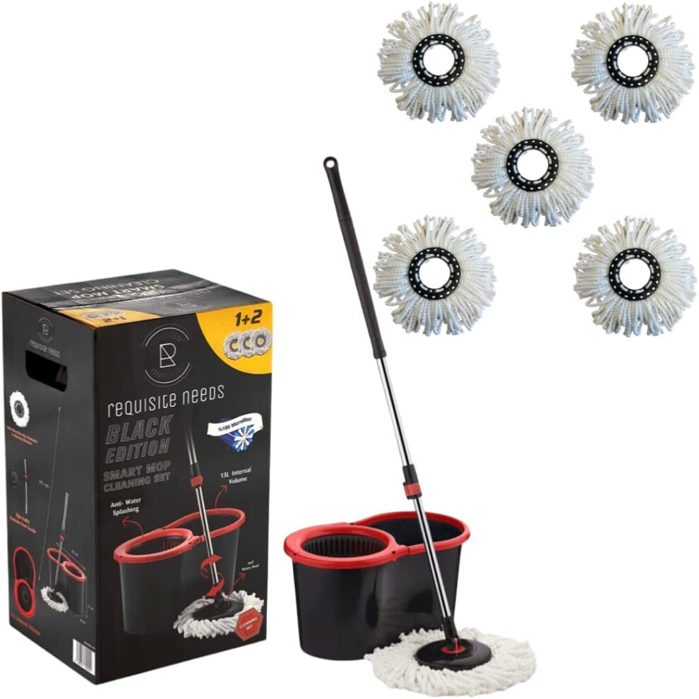 Requisite Needs Black Smart Mop Cleaning Set Â Edition Â Anti-Splashing Strong And Sturdy Material Â Easy Floor Moping System Â 1X Bucket+3 Re
