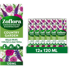 Zoflora Country Garden All Purpose Concentrated Disinfectant Liquid, 12 X 120 ml Antibacterial and Multi-Surface, Pet Safe Disinfectant, Kills 99.9 P