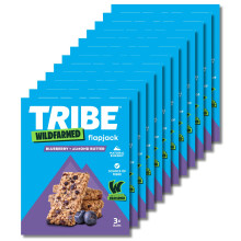 TRIBE x Wildfarmed Vegan Flapjack Bars - Blueberry & Almond Butter Oat Bars (36 x 50g Multipack Box) | Healthy Energy Snacks | Source Of Fibre, Natur