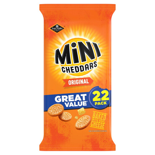 JACOB'S Mini Cheddars Original Multipack Crisps, Baked with Real