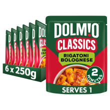 Dolmio Classics Pasta Rigatoni Bolognese Ready Meals Pouch, Bulk Multipack 6 x 250g