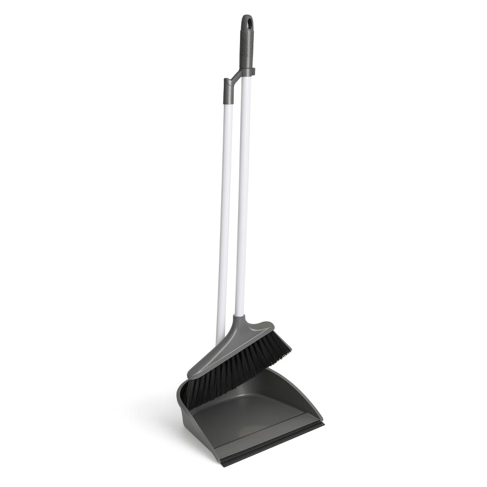 Best House Another Fine Product Bh | Dustpan And Brush Set | Long Handled | Grey | 1-Set | Upright Large Dustpan And Broom Combo Set | For Household Cleaning, Sweeping Brush For Hom