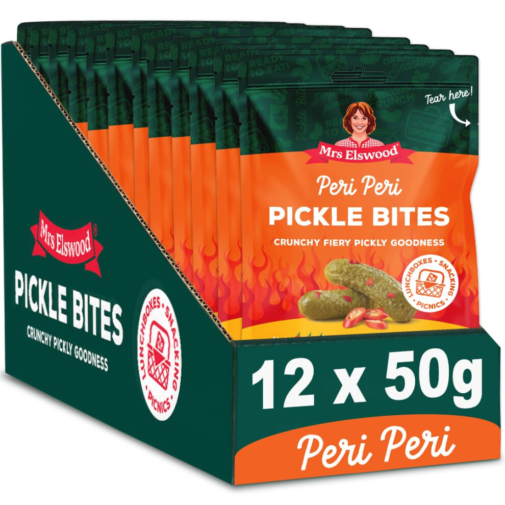 Mrs Elswood Peri Peri Pickle Bites 12 X 50G Pouches + Special Display Box, Point Of Sale, Ideal For Pubs, Cafes & Shops For Counter Tops Sales