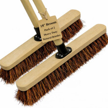 18” Stiff Broom Outdoor Heavy Duty with Wooden Handle Natural Bassine