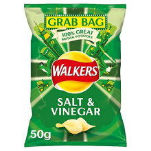 Walkers Salt & Vinegar Flavoured Grab Bag Potato Crisps - 32x45g
