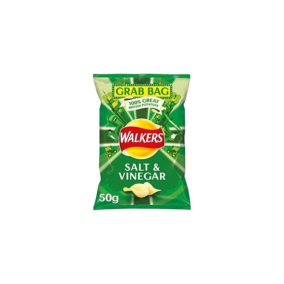Walkers Salt & Vinegar Flavoured Grab Bag Potato Crisps - 32X45g