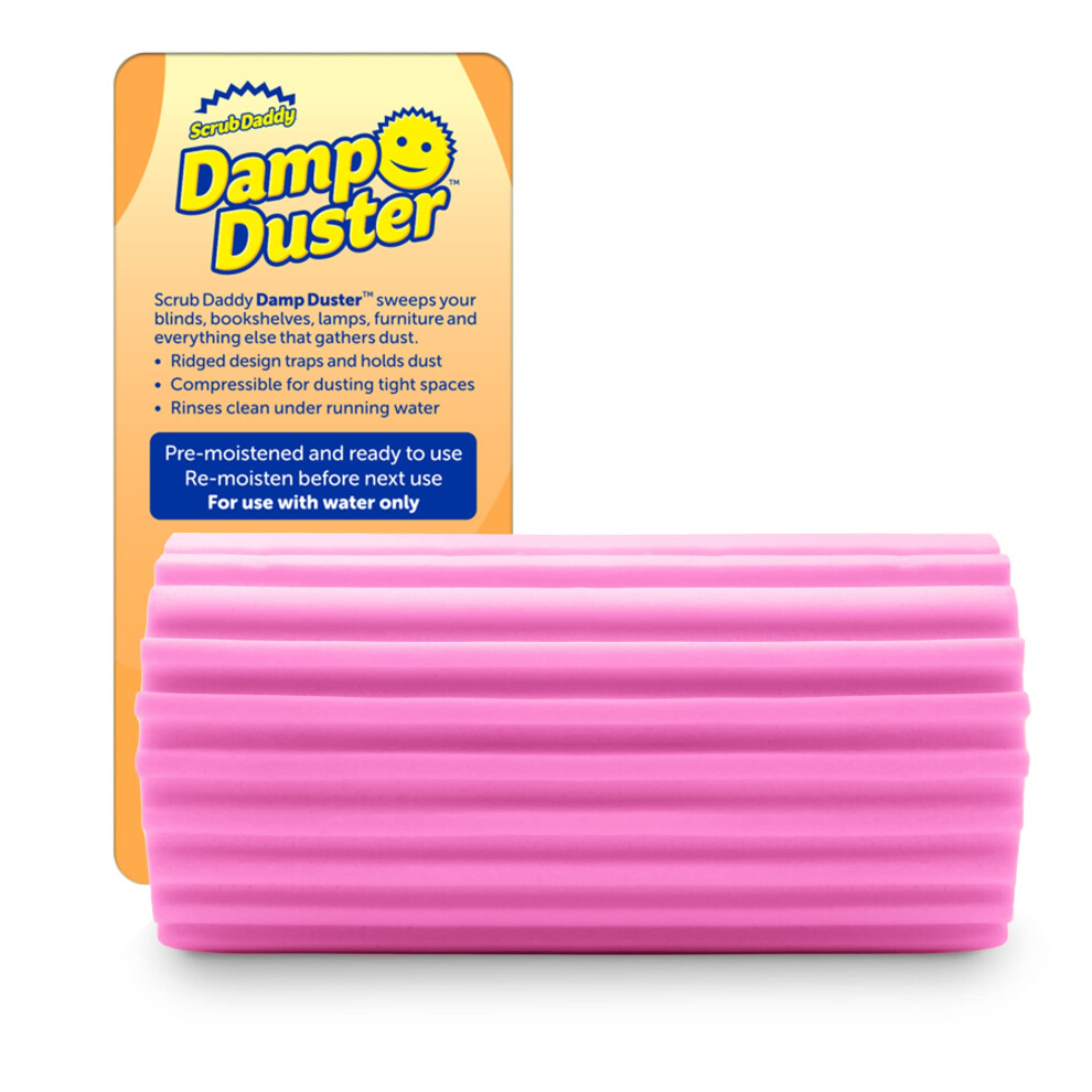 Scrub Daddy Damp Duster, Multipurpose Dusters For Cleaning - Wooden & Venetian Blind Cleaner Tool, Ridged Wet Dust Sponge For Skirting Board, Radiato