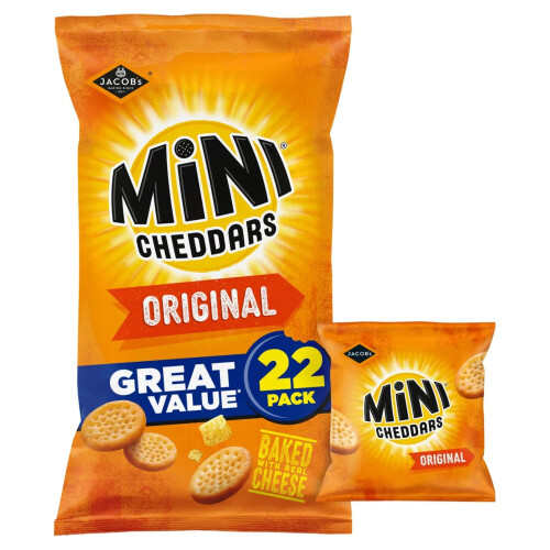 JACOB'S Mini Cheddars Original Multipack Crisps, Baked with Real 1