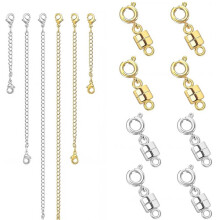 Necklace Extenders for Women with Magnetic Necklace Clasp, Gold Silver Chain Extenders for Jewelry, Bracelet, Anklet