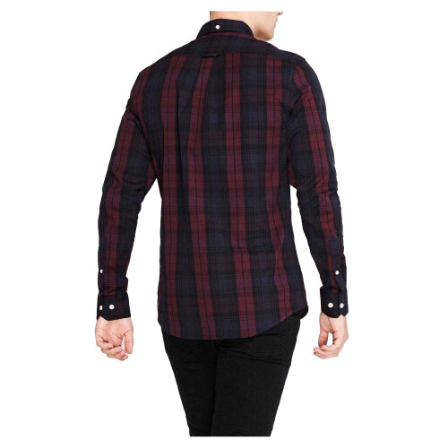 Farah (XXS, Red) Farah Mens Checked Cotton Button-Down Shirt 1