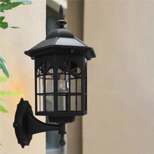 Solar-Wandleuchte mit Lichtsensor, Außenwandleuchte mit Dämmerungssensor für Haus, Garage, Tor A 2