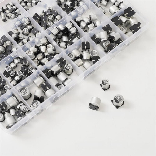 400PCS SMD Aluminum Electrolytic Capacitors Kit 24Values 1uF-1000uF with Storage Box 2