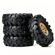 4PCS 0.7" Wheels Brass Hubs Tires with Counterweight Kit for 1/30 SCX30 RC Car Upgrade Parts with Counterweight Rings
