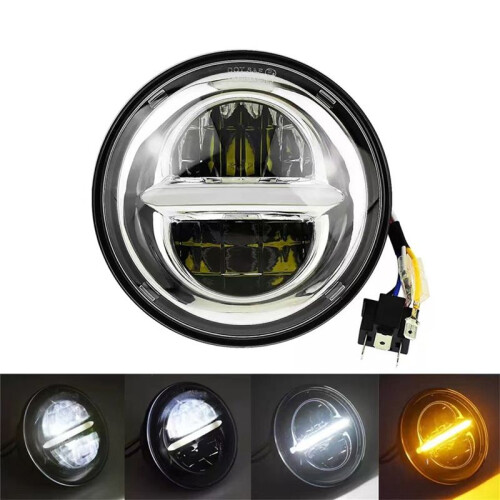 Farol de LED de Motocicleta Retrô de 5,75 Polegadas para Farol , Luz de Modificação de Seta Diurna, Preto 2