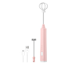 Elektrischer Schneebesen, USB-Aufladung, Drei-Gang-KüChenkochwerkzeug, Bubbler, Eiercreme, Sauce, RüHrer, Hand-MilchaufschäUmer, Rosa