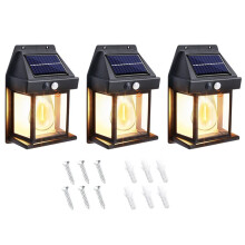 3er-Set Solar-Wandleuchten für Den Außenbereich, Verandaleuchten, Wasserdichte Außenbeleuchtung mit Solar-Wandlaterne und Bewegungsmelder