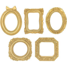 Kleine Fotolijstjes, Gouden Lijstjes, Vintage Gouden Lijstjes, Tafeldecoratie, Magnetische Fotolijstjes voor de Koelkast, 5 Stuks