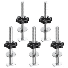 5-Teiliges Set T-Förmiger Schienenbolzenknöpfe, M8 X 100 mm Gewindebolzen, M8 X 32 mm Sechskant-Handknopf mit Unterlegscheibe, Hohe Qualität