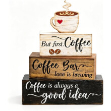 Dekoration för Kaffebar i Trä, Skiktad Lantlig Bondgårdskaffebar, Logotyp för Restaurangskrivbord