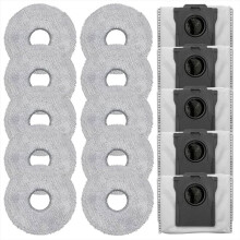 (15 Pièces) Sacs à Poussière et Lingettes de Rechange pour Aspirateur Robot pour X50 Ultra/X40 Ultra/L40 Ultra/X30 Ultra/L40S Ultra