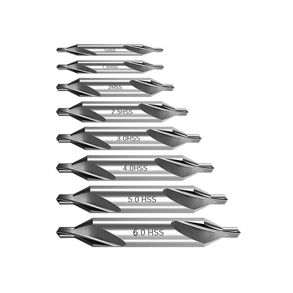 Saudism 8 Pcs Center Drill Bits Set, Countersink Tools For Lathe Metalworking 60 Degree Angle Hss Center Drill Bits