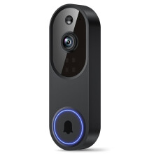 Sonnette Vidéo Wi-Fi Sans Fil avec Audio Bidirectionnel, Détection de Mouvement par IA, Vision Nocturne et Stockage Cloud (Sans Carillon)