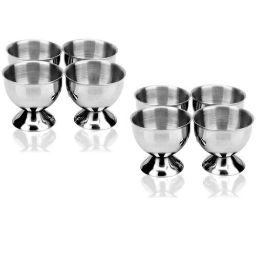 8-Teiliges Eierbecher-Set Aus Edelstahl - Eierbecher, Eierhalter - Küchenhelfer-Set - Runder Eierbecherhalter