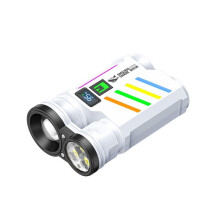SMILING USB-Taschenlampe mit Wiederaufladbarem Akku, Zoomfunktion und Akkuanzeige, IPX5 Wasserdicht, Ideal für Camping und Notfälle