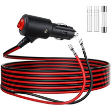 Cigarette Lighter Plug with 2m - 12V/24V Extension Cable 16AWG Copper with LED & 15A Fuse, Car Adapter
