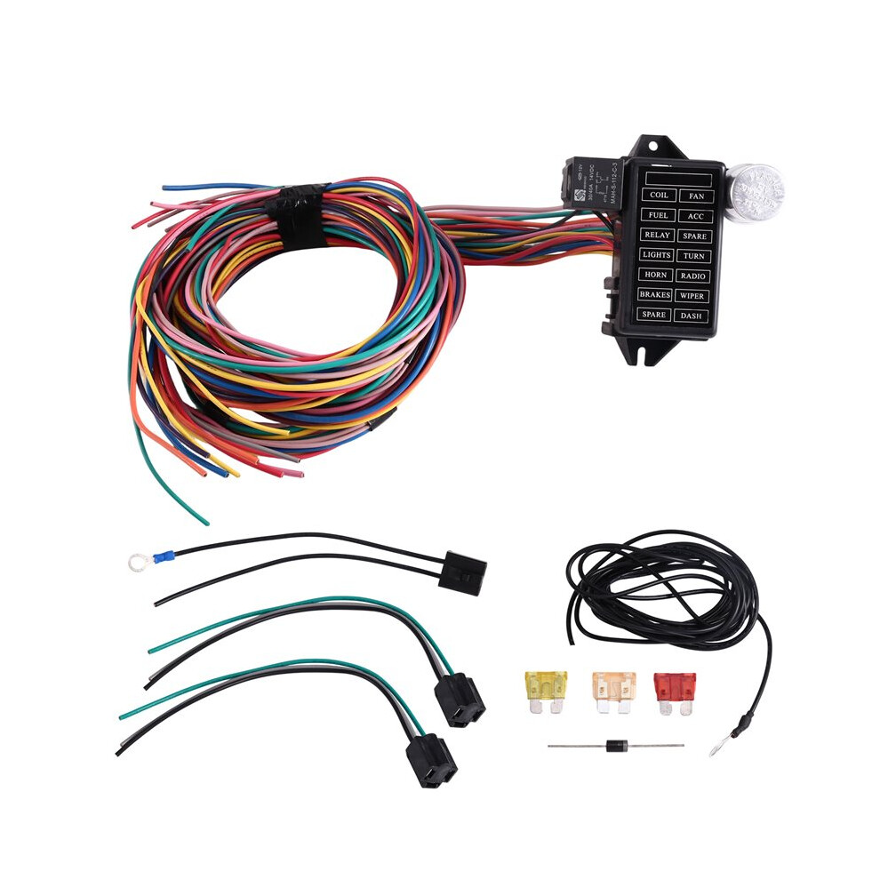 Saudism 14 Circuit Wiring Harness Kit Circuit 14 Fuse For Chevy Mopar Muscle Car Electrical Wire Harness
