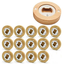 15Pcs Bamboo Stainless Steel Bottle Openers with Fridge Magnet for Bars and Home,Kitchens,Bars,Parties