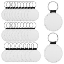 DIY Keychains,30 Sublimation Blanks with Metal Rings,Double-Sided White Blanks Polyester for Heat Transfer