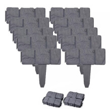 20 Piezas de Valla de Jardín de Imitación Piedra, Borde de Contención de Plástico, Borde Gris con Efecto Adoquín, Decoración de Paisaje
