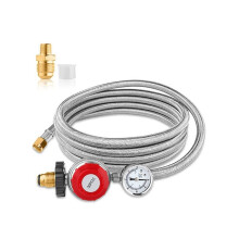 0-30 PSI High Pressure Propane Regulator Propane Regulator Hose Assembly for Smoker Fire Pit Turkey Fryer Burner 12FT