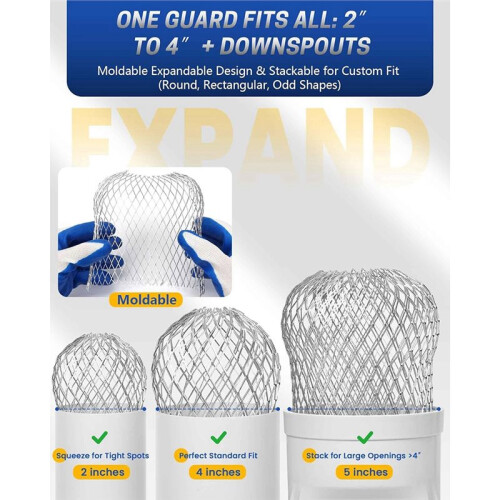 Gutter Downspout Guard,Downspout Filter Strainers Gutter Leaf Block for 2-4IN Downspouts,for Roof Yard Drainage 2