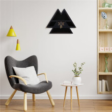 Wooden Pyramid Wall Shelf Crystal Display Rack Floating Shelf for Living Room Decoration