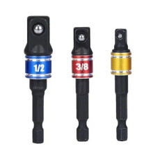 Ensemble de 3 Douilles de Tournevis Ă Percussion avec Adaptateurs, Rallonge 1/4 Pouces, 3/8 Pouces et 1/2 Pouces, Tournevis Ă Angle Droit pour la