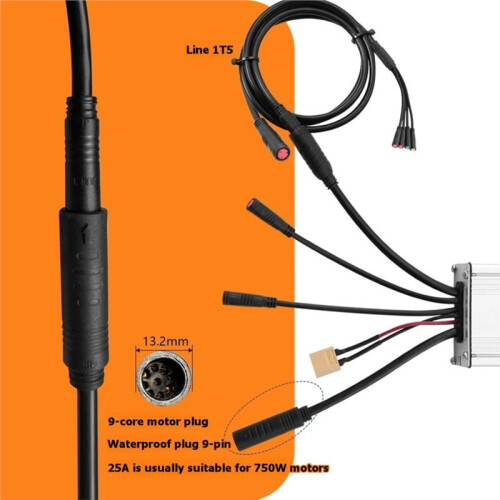 1 to 5 9Pin Waterproof Cable Controller Lamp Brake Thumb Throttle Display Cable Electric Bicycle Modified Accessories