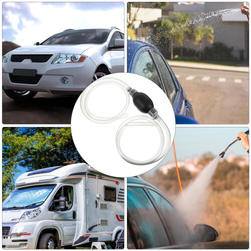 2Pièces Transfert Carburant Manuelle Noire Caoutchouc Portable 2