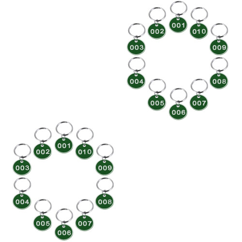 2Paquets 10 Plaques Numérotées Métal Vert Pour Rangement Clés 1