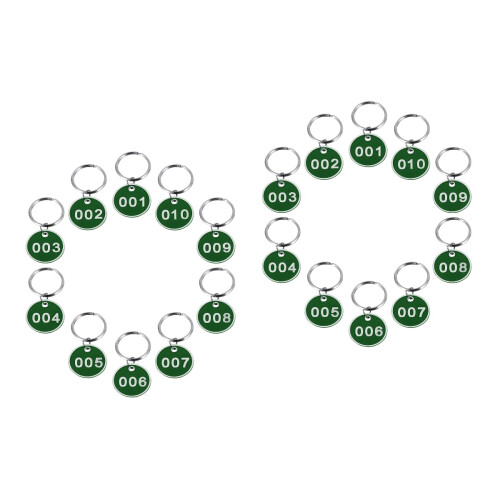 2Paquets 10 Plaques Numérotées Métal Vert Pour Rangement Clés 2