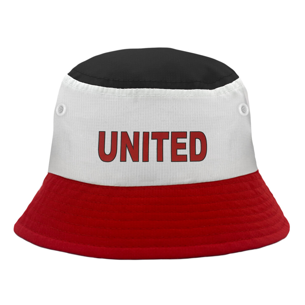Fan Originals Tricolour Black White Red 'United' Text Bucket Hat M/L White,Black,Red