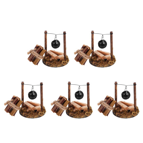 5Ensembles Décor Miniature Jardin Pot Suspendu En Bois