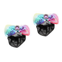 2Pièces Filets À Chignon Paillettes Multicolores En Résille Pour Danse