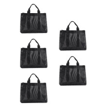 5Pièces Sac Cabas Filet Noir Rangement Vêtements Cosmétiques