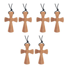 6Pièces Colliers Croix En Bois D'olivier Clair Pour Couple