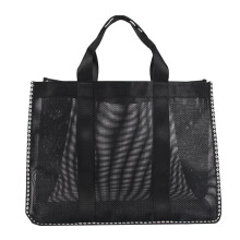 1Pièces Sac De Plage En Mesh Noir, Grand Capacité, Durable Et