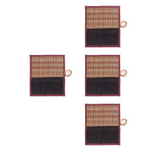 4Pièces Porte-Pinceaux En Bambou Toile Multifonction Pour Artistes