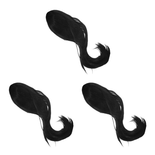 3Pièces Perruque Longue Faux Cheveux Style Chinois Qing 1